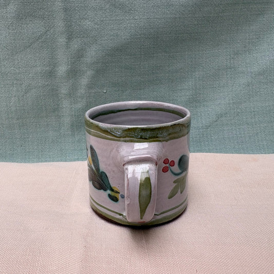 Small Handmade Ceramic Mug - Mistletoe in Lime Teal