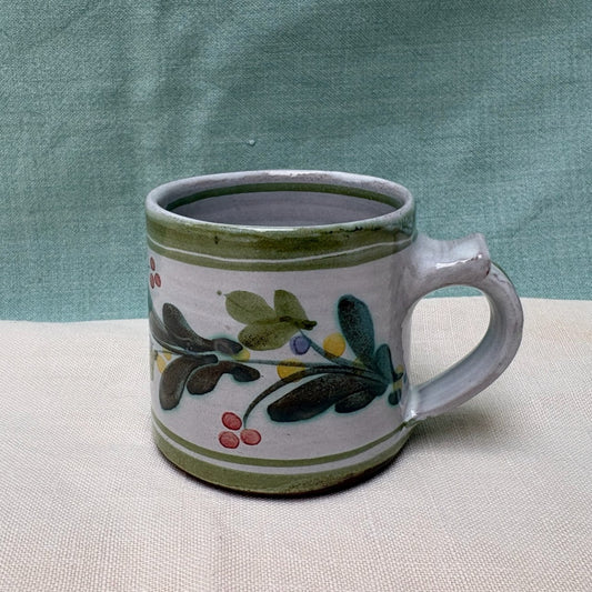 Small Handmade Ceramic Mug - Mistletoe in Lime Teal