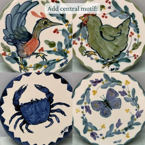 Personalised Handmade Ceramic Dinner Plate - Strawberry in Lime