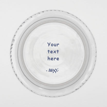 Personalised Handmade Ceramic Breakfast Plate - Cornflower in Teal & Yellow