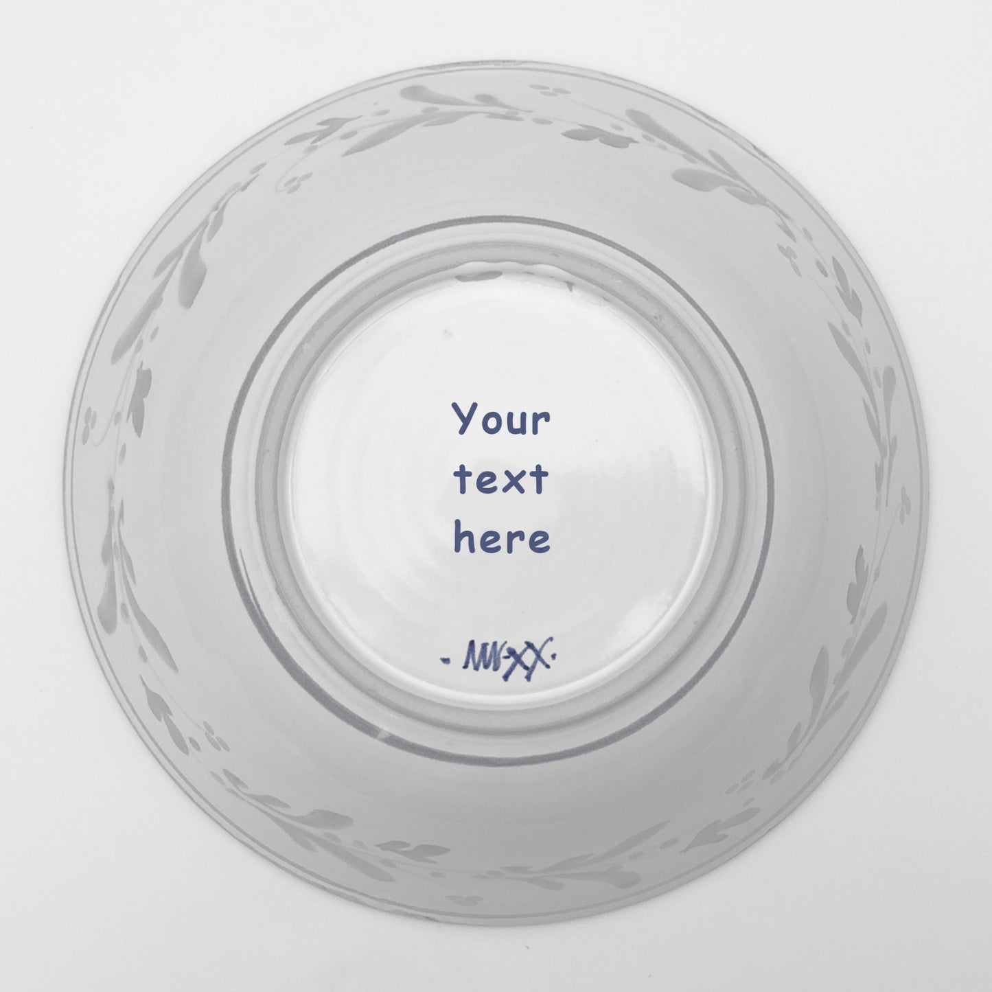 Personalised Handmade Ceramic Salad Bowl - Mistletoe in Lime & Teal