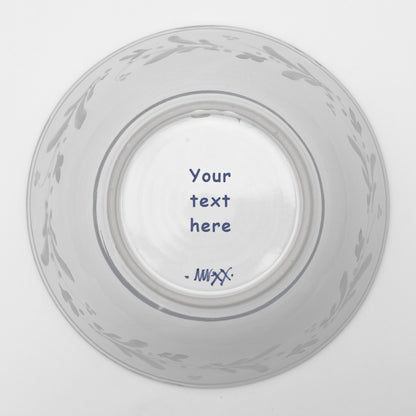 Personalised Handmade Ceramic Salad Bowl - Mistletoe in Lime & Teal