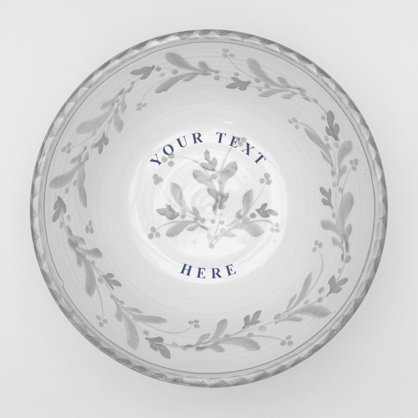 Personalised Handmade Ceramic Salad Bowl - Mistletoe in Lime & Teal