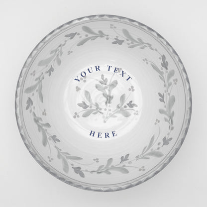 Personalised Handmade Ceramic Salad Bowl - Mistletoe in Lime & Teal