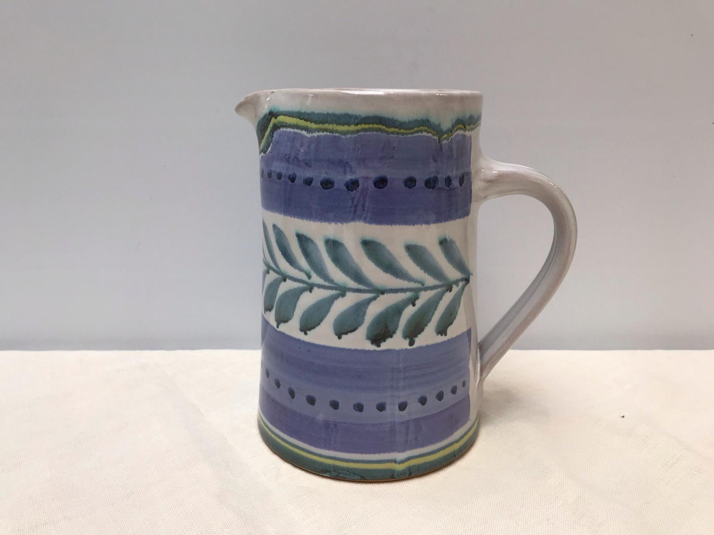 Personalised Handmade Ceramic Straight Water Jug - Danish in  Teal & Purple