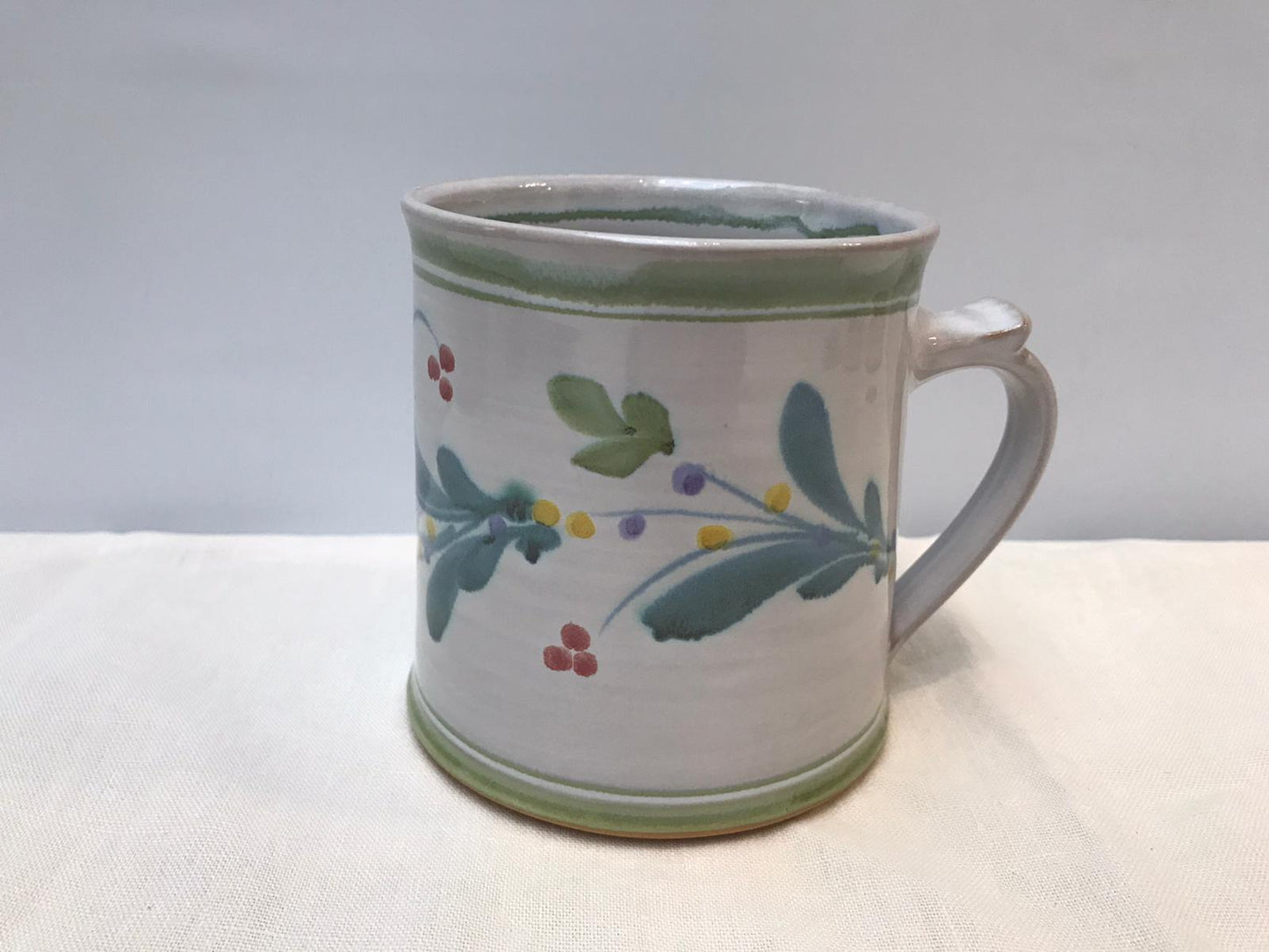 Personalised Handmade Ceramic Large Mug - Mistletoe in Lime & Teal
