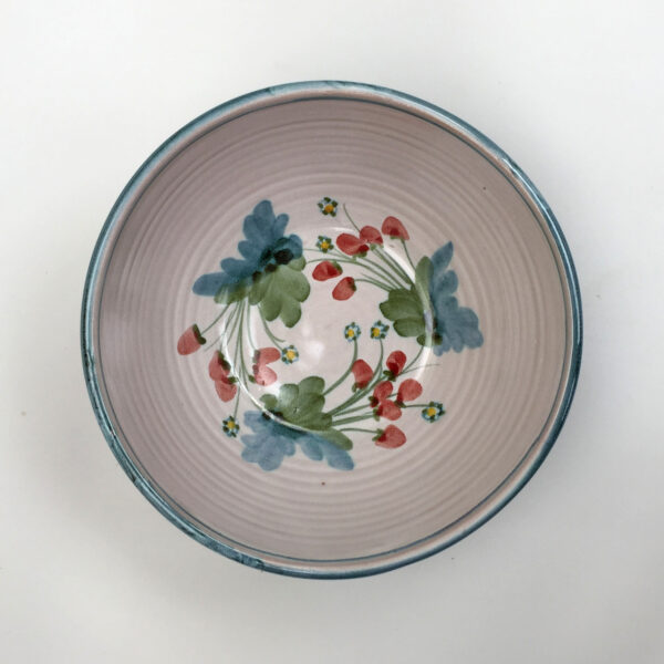 Cereal Bowl - Strawberry pattern - Blue Green