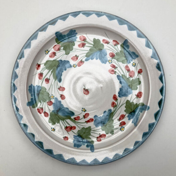 Dinner Plate - Strawberry pattern - Blue Green