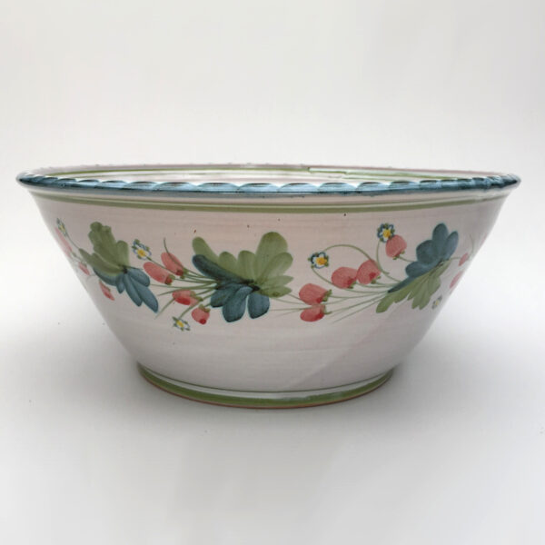 Very Large Salad Bowl - Strawberry pattern - Blue Green - Image 2